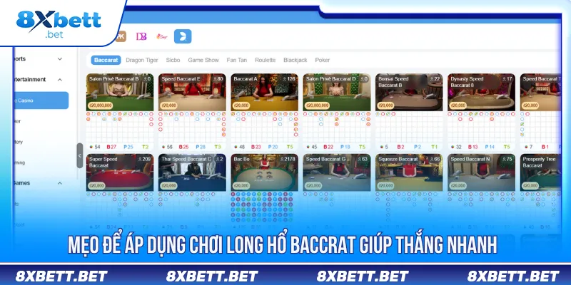 Long Hổ Baccarat - Chiến Lược Cược Thông Minh Tại 8Xbet Long Hổ Baccarat - Chiến Lược Cược Thông Minh Tại 8Xbet